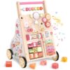 Weilim Wooden Baby Walker, 10-in-1 Montessori Push Walker for Toddlers 1+
