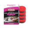 Weiman Multi-Surface Dual Action Sponges, Non-Scratch Scrub & Shine for Dishes, Cooktops, Stainless Steel, Glass, Granite, & More - Durable Kitchen Cleaning Sponges, 4 Sponges