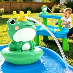weirtoya Water Table Pump for Toddlers, Frog Battery Powered Pump for Water Table Cordless Work Splash Toys Kids Toddler Summer Outddor Toys