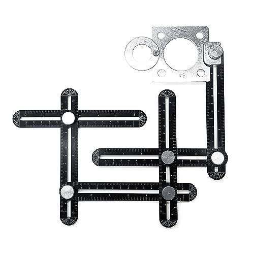 WEITARI Angle Measuring Ruler, 6-Sided Angle Finder Aluminum Alloy Angle Measurement Tool, Universal Tile Opening Locator, Professional Template Tool for Craftsmen Handymen, Builders, Woodworking