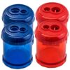 WEKOIL Manual Pencil Sharpener Dual Twin Holes Duty Metal Sharp Blade Jumbo Crayon XL Sharpener with Large Round Catches Sharpening Regular HB Pencils Graphite Colored Pencils Pack 4