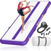WELANDFUN Air Tumble Track Mat for Gymnastics | 4 / 6 / 8 inches Air Tumbling Mats, 6.56 / 10 / 13 / 16ft Inflatable Gymnastics Mat for Home Use, Training, Cheerleading, Water Yoga with Electric Air Pump (Purple, 16ft x 3.3ft x 6inch)