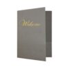Welcome Folder Gray with 2 Pockets 25pk 12x9” Linen for Church Visitor Gold Foil New Hire Employee Client HR Professional Meeting
