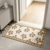 Welcome Mat Elegant Floral Front Door Mat Outside Entrance Fade Resistant Entryway Rug Floor Mats Soft Water Absorption Bath Mat Bathroom Rug Thickmachine Washable 23.6×35.5, Beige