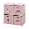 Well Home 4 Compartment Metal Frame Kids Chest of Drawers Pink