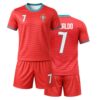 WELL PERFORM Soccer Jersey and Shorts Set, Complete Youth Football Kit for Boys & Girls | Breathable Polyester Uniform for Training, Match Day & Outdoor Play (Portugal Red, Medium)