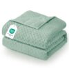 Wemore Weighted Blanket for Adults Queen Size 15 lbs, Minky Dot Cooling Heavy Blankets, Cozy Soft Washable Throw Blanket with Glass Beads, Green 60 x 80 inches