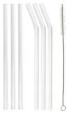 wenco Glass Drinking Straws Set of 6 - Reusable Glass Drinking Straws Sustainable & Stable - 23 cm Glass Straws - Dishwasher Safe - Includes Cleaning Brush for Cold & Hot Drinks