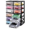 Wenqik 12 Pcs/ 4 Pack Plastic Crayon Organizer for Classroom Back to School Crayon Storage Boxes for Marker Pen Art Craft Supplies Crayons Drawer Container for Classroom Office Table with Color Label
