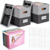 Wenqik 2 Set School Years Organizer Kit School Memory Box K-12 Memory Keepsake Box with 30 Hanging File Folders 8 Labels 6 Sticker Class File Organizer Boxes for Storage Picture Keeper Office(Grey)