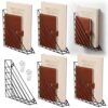 Wenqik 6 Pcs Wall Mounted File Organizers, Metal Triangle Wall Magazine Rack Holders for Bathroom, Hanging Magazine Basket File Folders for Mail Book Document Home Office and Classroom Storage, Black