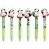 Wenray Squishy Panda Pens Set of 3, Funny Animal Gel Pens with Soft Panda Topper, Cute Novelty Writing Pens for Desk, Journaling, Notes
