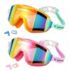 Wenwasno Kids Swim Goggles 2 Pack, Anti-fog UV Protection No Leak 180° Wide View Clear Vision Pool Goggles