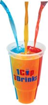 WesCup – World's First Ever 3-Compartment Reusable Souvenir Drinking Cup with 3 Straws for Hot and Cold drinks, BPA free, Dishwasher Safe - 24oz
