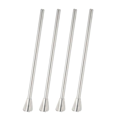 WESIEVYA 4pcs Stainless Steel Drinking Straws with Creative Stirrer Design, Reusable Cocktail Straws for Ice Cream Sundaes and Smoothies, Washable and Rust-resistant, for Office Use