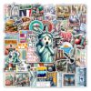 WESILY Pack 50 PCS Iconic New York State Stickers USA Themed America Vacation Travel Waterproof Vinyl Decals Gouache Style for Laptop Suitcase Scrapbooking Journals Water Bottles