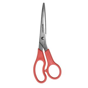 Westcott 8" All Purpose Value Stainless Steel Straight Scissors, Red