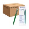 Westcott Alltime E-737463 00 Ballpoint Pen Green Pack of 25 (Pack of 40) | Large Pack of Retractable Ballpoint Pens with Green Ink | Line Width M, X20 | Permanent ISO 12757-2 | Sturdy Metal Clip |