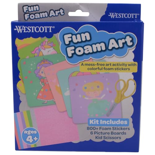 Westcott Kids Foam Art Kit with 800+ Stickers - Back to School Learning Crafts for Preschool and Kindergarten - Arts & Crafts Activity, Art Supplies, DIY, Gift, Travel, Toy, Ages 4+