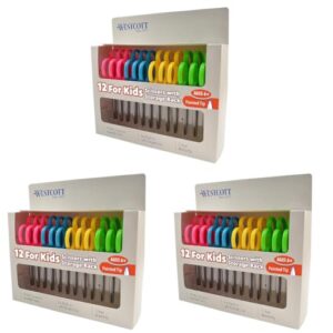 Westcott Right & Left-Handed Scissors For Kids - Back to School Essentials, Classroom Must Haves, Art Supplies - 5-Inch Pointed Safety Scissors - Assorted Colors (ACM13141) (Pack of 36)
