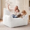 WEUP Bean Bag Chair, Comfy Bean Bag Sofa with Back Support, Corduroy Bean Bag Chair for Adults and Kids, Stuffed Floor Sofa for Living Room, Bedroom, Apartment, Beige