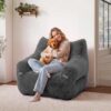 WEUP Bean Bag Chair, Oversized Comfy Bean Bag Sofa with Back Support, Faux Fur Accent Chair for Adults and Kids,Lounge Lazy Floor Sofa for Living Room, Bedroom, Apartment,Grey