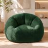 WEUP Big Bean Bag Chairs for Adults, Lounge Chair with Soft Chenille Cover, Comfy Bean Bag Sofa for Living Room, Bedroom, Apartment, Dorm & Reading Room, Olive Green