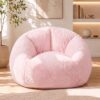 WEUP Big Bean Bag Chairs for Adults, Lounge Chair with Soft Chenille Cover, Comfy Bean Bag Sofa for Living Room, Bedroom, Apartment, Dorm & Reading Room, Blush Pink