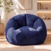 WEUP Big Bean Bag Chairs for Adults, Lounge Chair with Soft Chenille Cover, Comfy Bean Bag Sofa for Living Room, Bedroom, Apartment, Dorm & Reading Room, Dark Blue