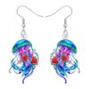 WEVENI Acrylic Colorful Ocean Jellyfish Shell Earrings Dangling Tropical Fish Conch Seashell Earrings Summer Beach Jewelry for Women Beach Lover Vacation Gifts (Blue)