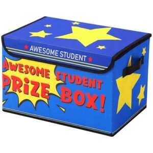 Weysat Hero Classroom Treasure Chest Box for Prize Foldable Storage with Lid Prizes Awards Chest Teachers Toy Prizes Awards Rewards Treasure Box for Classroom Kids Nursery Room School Decor