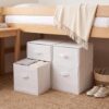 Weysat Stackable Under Dorm Bed Storage Container 17.7'' x 23.6'' Foldable Closet Drawer Organizer White Fabric Storage Cube Bins for Dorm Essentials College Closet Bedroom Living Room Nursery