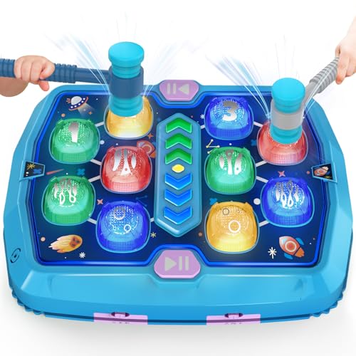 Whack Game Mole Toys for 3 4 5 6 Year Old Boys, Pounding Toys for Age 3-8, 3 Modes & Light Interactive Toddlers Toy with 2 Hammer, Birthday Gifts for Toddler Boy Girl Age 3 4 5 6 7 8 9