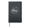 Whale Dolphin in the Ocean at Night and moonlight with boat Hardcover Journal, Black