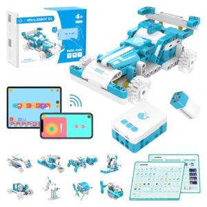 WhalesBot D1 21-in-1 STEM Coding Robot Kit for Kids (Ages 4+), 280+ Pieces Educational Building Set with APP-Controlled & Programming, 3D APP Guidance, Ideal Toy for Boys & Girls