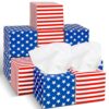 Whaline 12Pcs Patriotic Facial Tissues Cube Boxes Stars Stripes Square Tissue Box Cover with 600 Sheets 3 Ply Napkins for 250th Anniversary 4th of July Independence Day Home Car Accessories