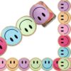 Whaline 32.8ft Happy Face Bulletin Board Border Rose Red Blue Purple Smile Face Die-Cut Border Trim with Gold Edge for Retro Boho Chalkboard Decoration