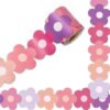 Whaline 32.8ft Preppy Hippie Flower Bulletin Board Borders Y2K Pink Purple Flower Die-Cut Rolled Bulletin Board Trim for School Classroom Office Decor