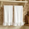 Whaline Ruffled Kitchen Towels 2 Pcs Velvet Dish Towel, White