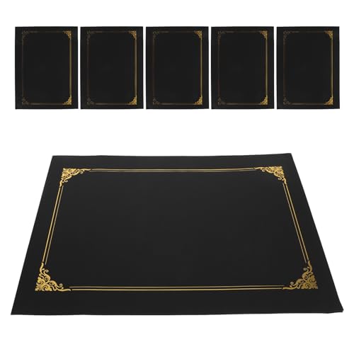 WHAMVOX Certificate Holders Letter Size 8.5x11 6pcs Black with Gold Foil Border Paper Diploma Folders Easy Storage and Professional for Employee Recognition and Organization Awards