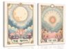 Whimsical Sun and Moon Wall Art Vintage Celestial Wall Decor Painting Spiritual Tarot Astrology Poster Canvas Print Picture for Bedroom Living Room 12x16 inch Framed
