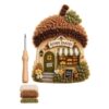 Whimsical Village 3D Fabric Poke Art Kit, Floral Mushroom Cottage Craft Set for Adults and Beginners, Creative Summer Activity and Handmade Decor for Table, Shelf or Wall
