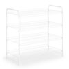 White 4-Tier Hanging Metal Wire Closet Storage Organizer, Freestanding Wall Mount Shoe & Accessory Shelving Rack, Space Saving Multi-Purpose Holder for Sneakers