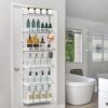 White 6-Tier Over-The-Door Pantry Organizer – Heavy-Duty Metal Door Spice Rack, 10lb Capacity Hanging Storage Shelf for Kitchen, Bathroom, White Door Storage Rack, Pantry Shelf Organizer