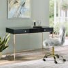 White/Black High Gloss & Gold Finish Writing Desk，Workspace for Work Study Writing