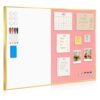 Whiteboard Bulletin Board Combo, 36"x24" Dry Erase Linen Cork Board, Pink