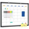 White Board Calendar Dry Erase for Wall, 24" x 18" Aluminum Frame（Black）