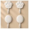 White Decorative Adhesive Hooks for Hanging, Sticky Wall Hooks, 4 Pack