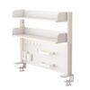 White Desktop Bookshelf Storage Shelves with Pegboard, Desk Shelving System