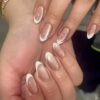 White French Tip Press on Nails Short Almond Fake Nails
